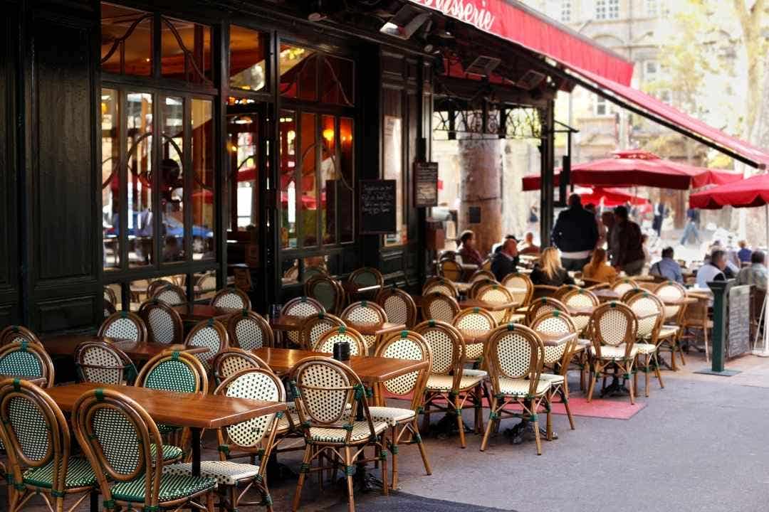 Parisian-style café with outdoor bistro seating