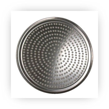 Round aluminum pizza screen with perforated base