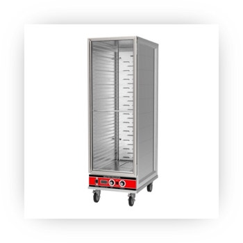 Mobile heated proofing cabinet with clear door and control panel
