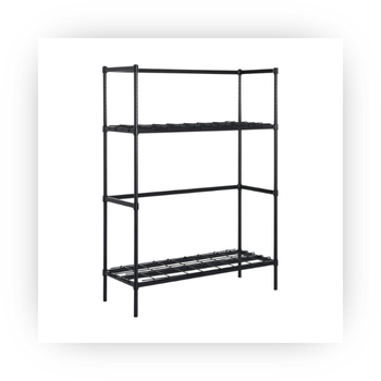 Black coated 3 shelf commercial wire rack.