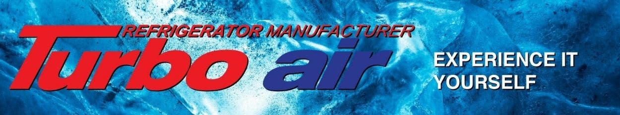 Turbo Air text on a ice cube background